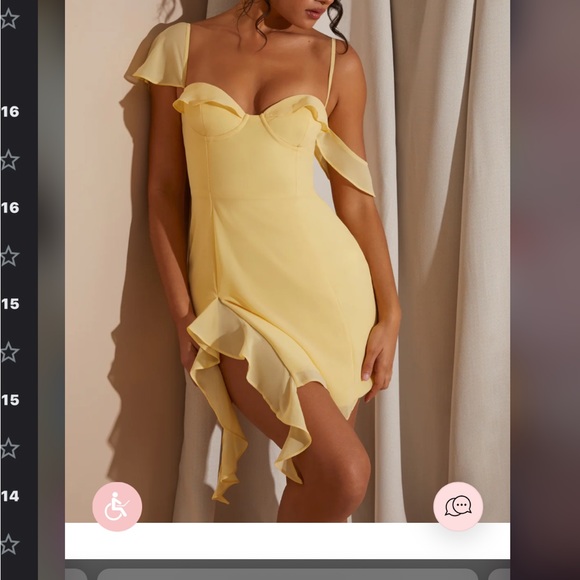 JOSIANE
Asymmetric Draped Mini Dress in Yellow - Picture 1 of 14